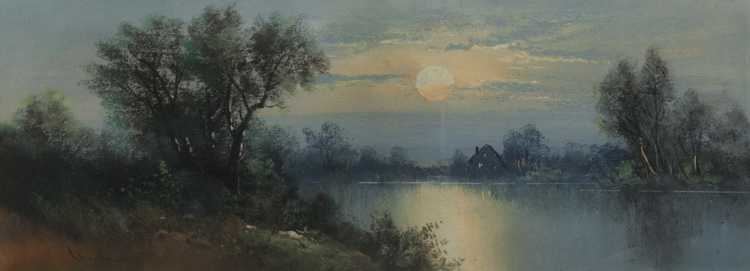 William Henry Chandler (painter) Henry Chandler Pastel of a moonlit scene