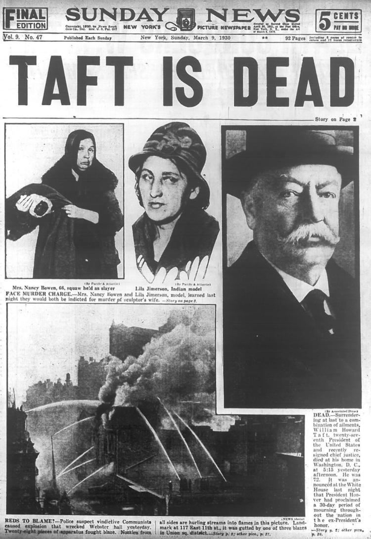 William Howard (died 1600) Former President William Howard Taft dies at 72 in 1930 NY Daily News