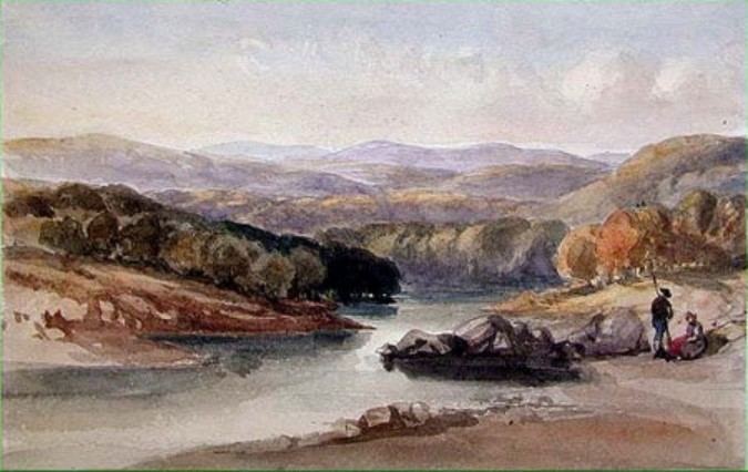 William Leighton Leitch A River Landscape possibly Near the Lago Maggiore