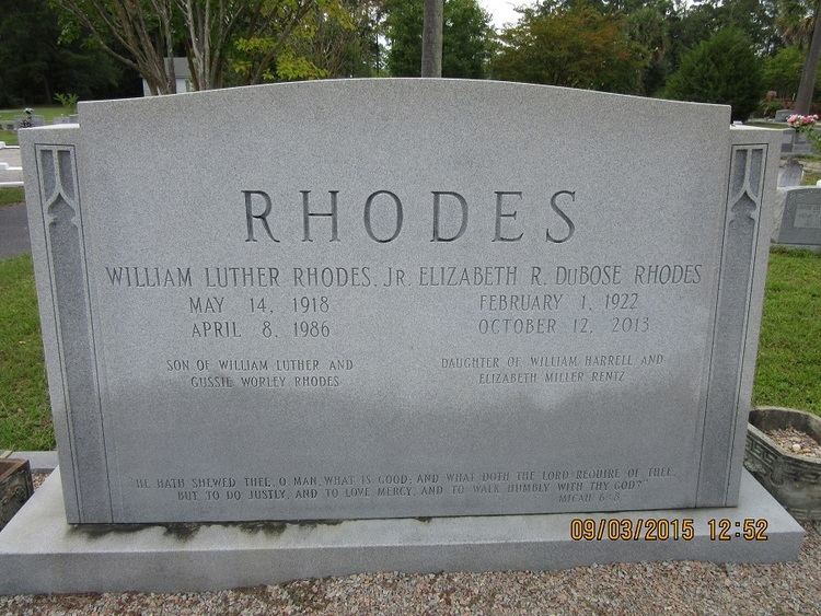 William Luther Rhodes William Luther Rhodes Jr 1918 1986 Find A Grave Memorial