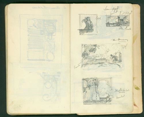 William M. Timlin Album of original pencil and ink drawings and sketches