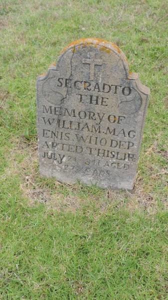 William Magenis William MAGENIS d 24 Jul 1841 aged 27 Norfolk Island Cemetery