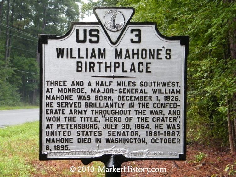 William Mahone William Mahones Birthplace US3 Marker History