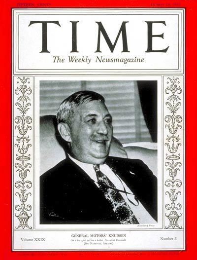 William S. Knudsen TIME Magazine Cover William S Knudson Jan 18 1937