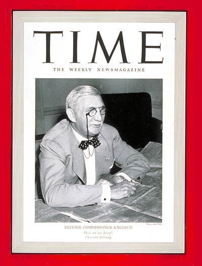 William S. Knudsen TIME Magazine Cover William S Knudsen Oct 7 1940