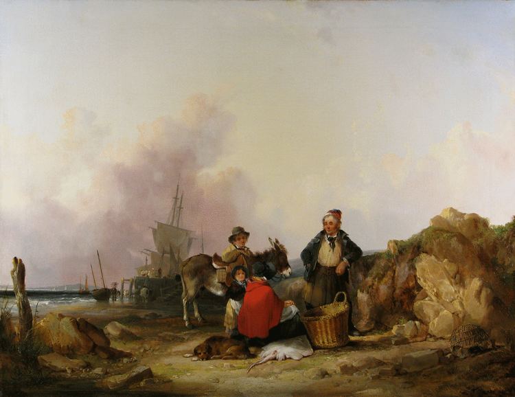William Shayer Fisherfolk on the Hampshire Coast by WILLIAM SHAYER SENIOR