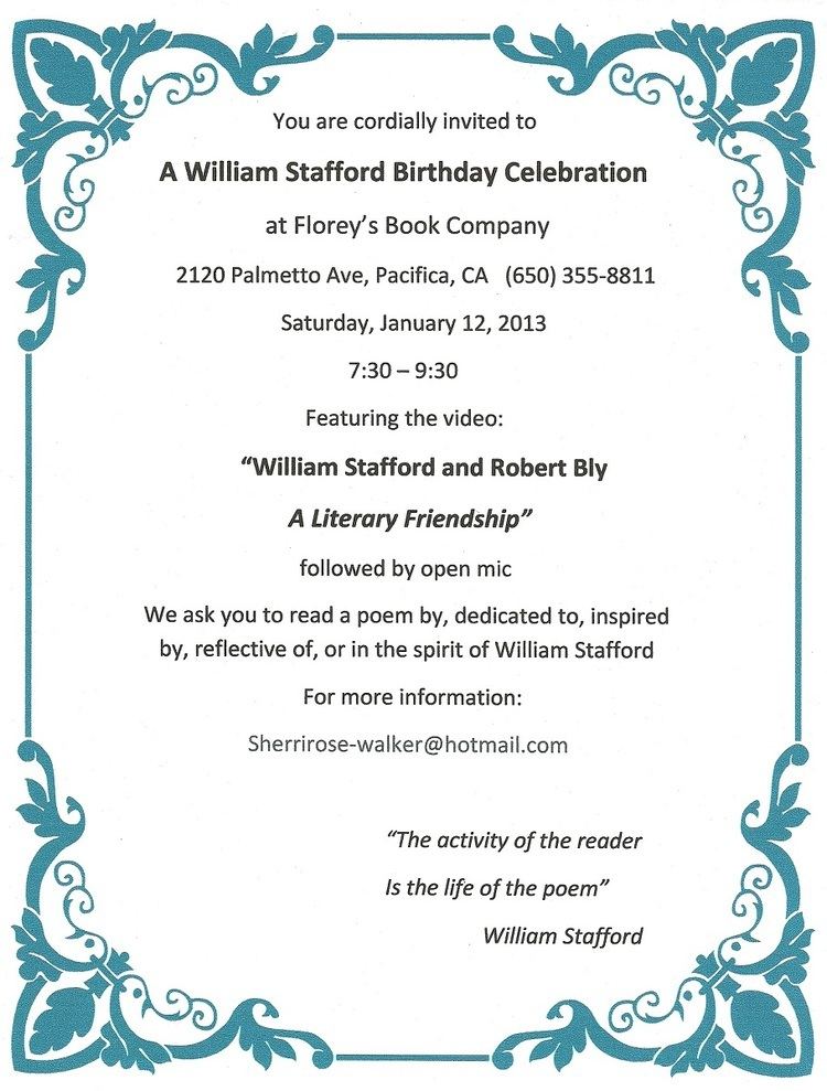 William Stafford (poet) Floreys Book Co Poetry Reading at Floreys Celebrating Poet