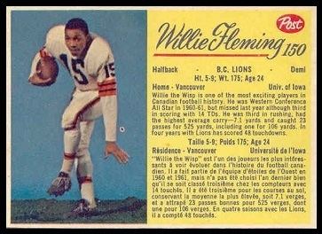 Willie Fleming Willie Fleming 1963 Post CFL 150 Vintage Football