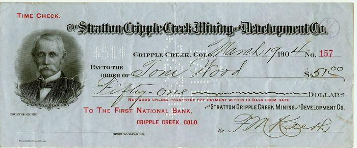 Winfield Scott Stratton Cripple Creek Mining Stock Certificates Cripple Creek