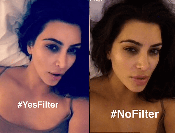 Without Filter Kim Kardashian Shows Off Her Face With And Without FIlter VIBZN