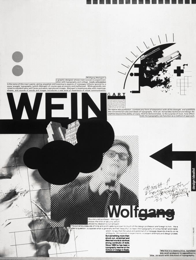 Black and white Swiss Punk Typography poster created by Wolfgang Weingart