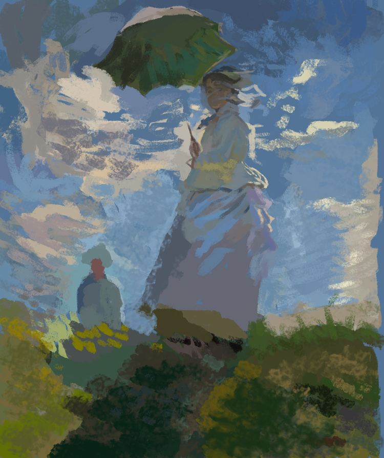 Woman with a Parasol - Madame Monet and Her Son Digital Painting Study 18 Study Claude Monets Woman with a