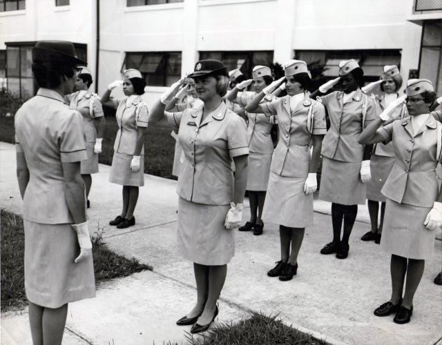 Women's Army Corps 3 young ladies attending the Womens Army Corps WAC Basic Training