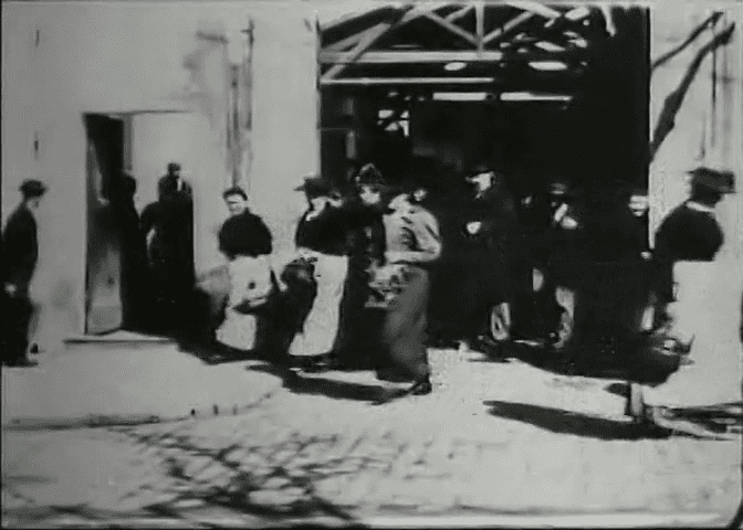 Workers Leaving the Lumiere Factory movie scenes This film was shot on the 19th March 1895 and is described by Tavernier as the date when the history of invention stopped and the history of film making 