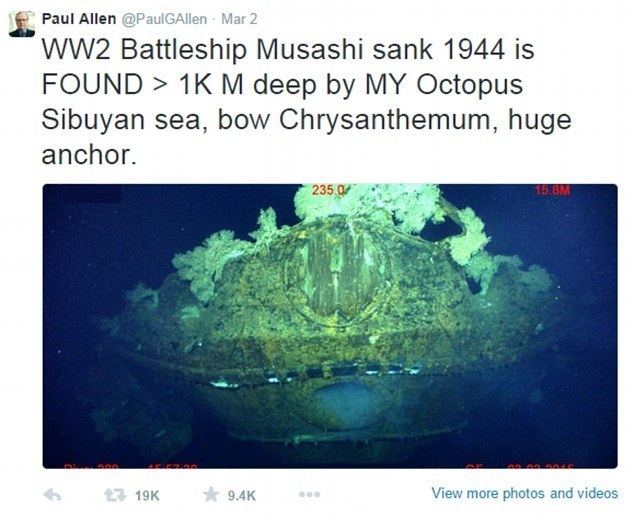 Wreck of the Japanese battleship Musashi Legendary Japanese battleship found 3000ft under the Pacific by