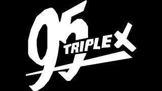 WXXX's logo with a white text color "95 Triple X" with a black background