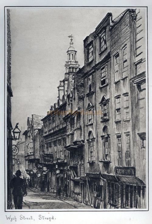 Wych Street Disappearing London Drawn by F L Emanuel