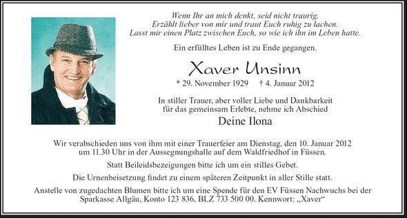 Xaver Unsinn Xaver Unsinn 04012012 in FssenHopfen am See