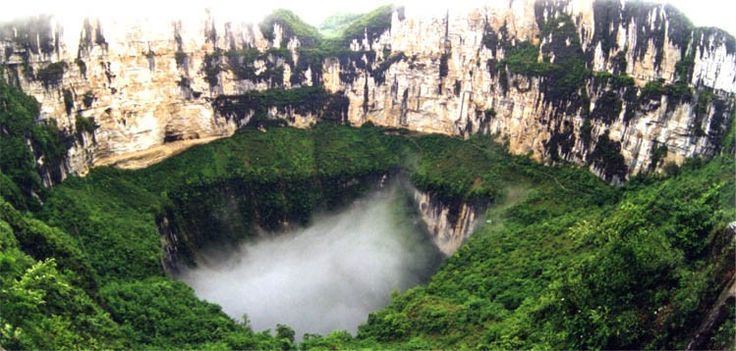 Xiaozhai Tiankeng The Heavenly Pit sinkhole in China is located in Xiaozhai Tiankeng