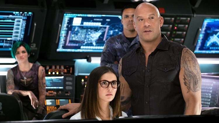 Ruby Rose, Nina Dobrev, Tony Gonzalez and Vin Diesel in a scene from the 2017 movie, xXx: Return of Xander Cage