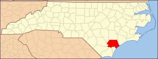 Yamacraw with a red shade on the map of North Carolina