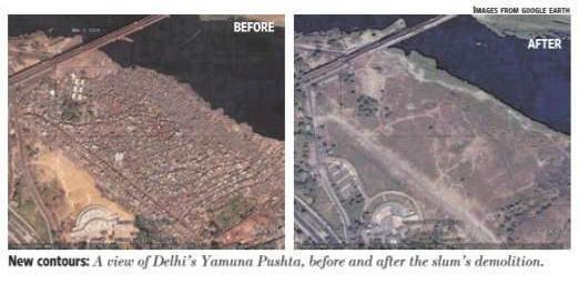 Yamuna Pushta Images of Eviction Delhis Yamuna Pushta in the news again The