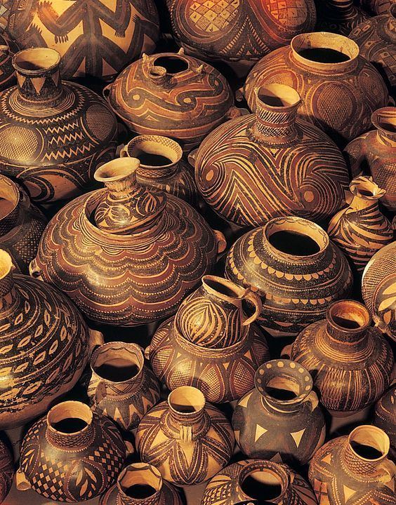 Yangshao culture Yangshao Culture vases from Gansu Province China Pottery Old