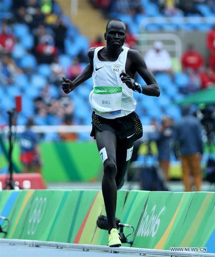 Yiech Biel Yiech Pur Biel of Refugee Olympic Team competes in mens 800m heat
