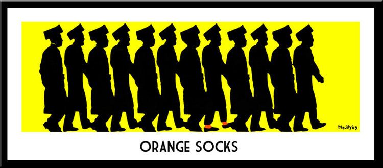 Yitzchok Moully Orange Socks Chassidic Lithograph by Yitzchok Moully