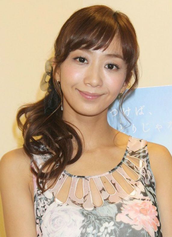 Yūka in her curly hair with bangs wearing floral dress