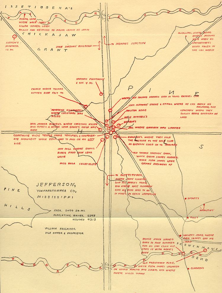 Yoknapatawpha County William Faulkner Draws Maps of Yoknapatawpha County the Fictional