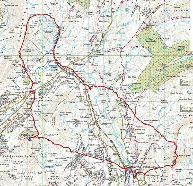 Yorkshire Three Peaks Yorkshire Three Peaks Walking Route Guide Map Yorkshire Three