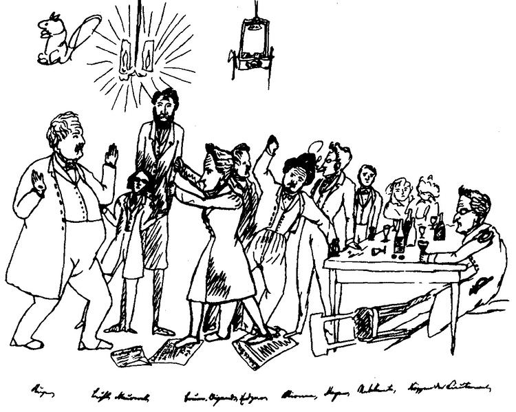 Young Hegelians Engels caricature of The Free the Berlin group of Young