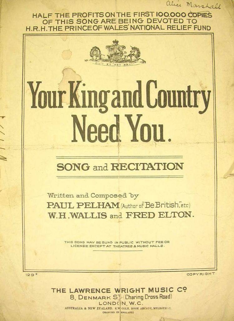 Your King and Country Need You (Pelham)
