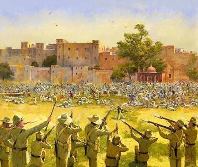 Youre Fired (film) movie scenes Brutal A painting of British soldiers shooting civilians in Amritsar on April 13 1919