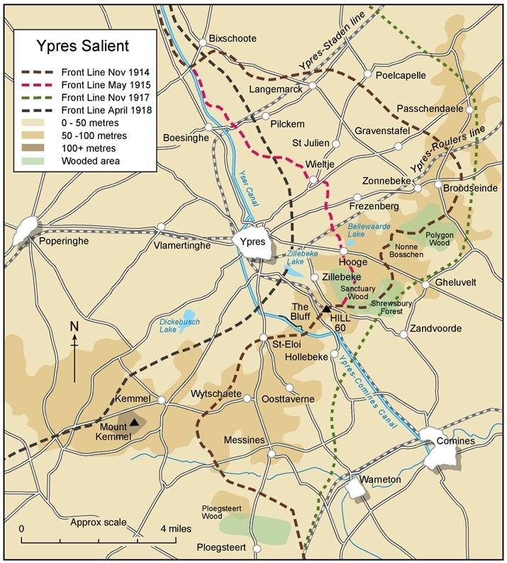 Ypres Salient Map of Ypres Salient