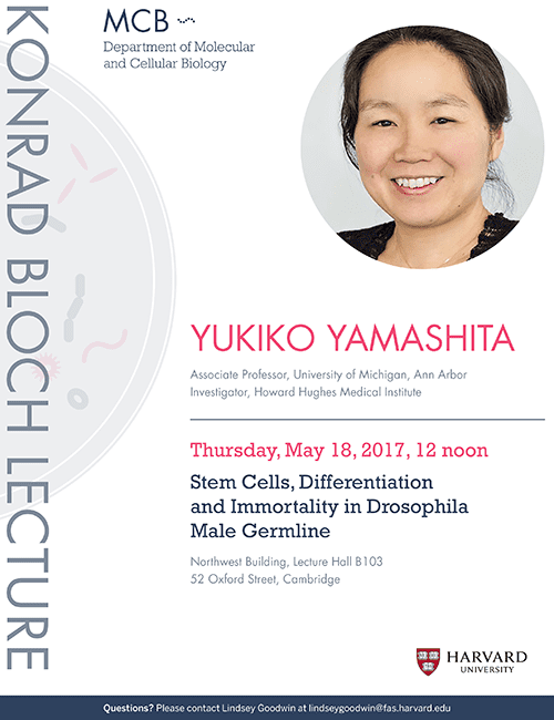 Yukiko Yamashita On May 18 Yukiko Yamashita Presents 2017 Bloch Lecture Harvard