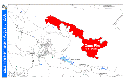 Zaca Fire CFN CALIFORNIA FIRE NEWS CAL FIRE NEWS ZACA Fire perimeter map