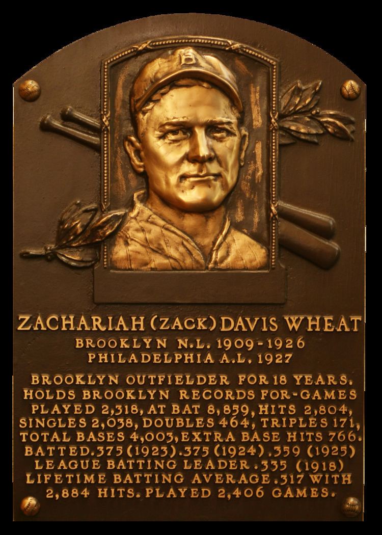 Zack Wheat Wheat Zack Baseball Hall of Fame