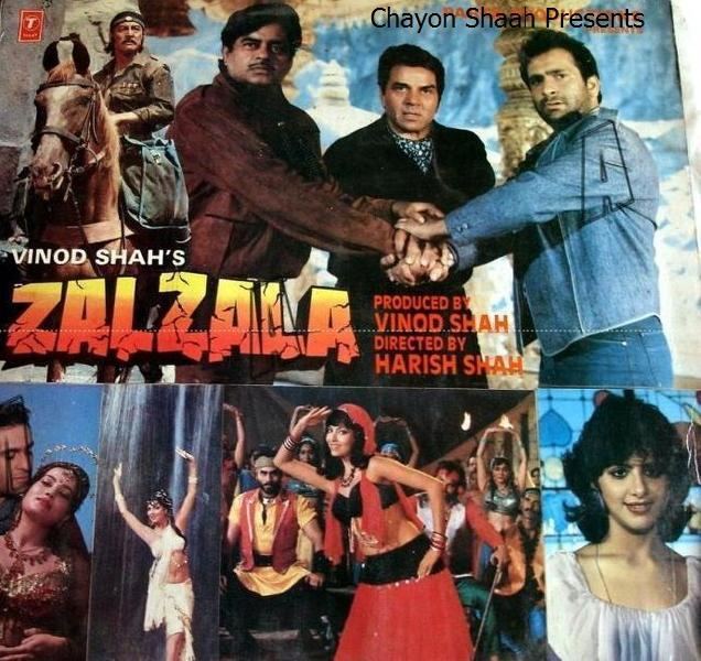 Poster of "Zalzala", a 1988 Bollywood action-adventure film directed by Harish Shah.