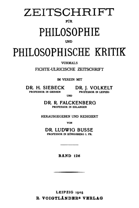 Zeitschrift für Philosophie und philosophische Kritik