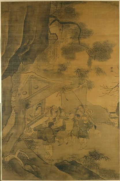 Zhang Lu (painter) Zhang Lu Studying a Painting China Ming dynasty 13681644