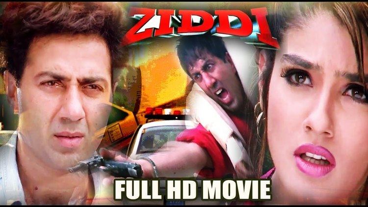 Poster of Ziddi, a 1997 Indian action film starring Sunny Deol as Deva Pradha and Raveena Tandon as Jaya in lead roles.