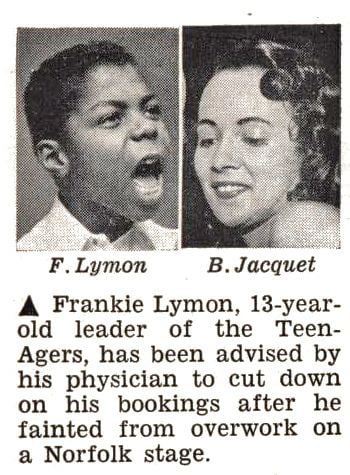Poster featuring Frankie Lymon and B. Jacquet.
