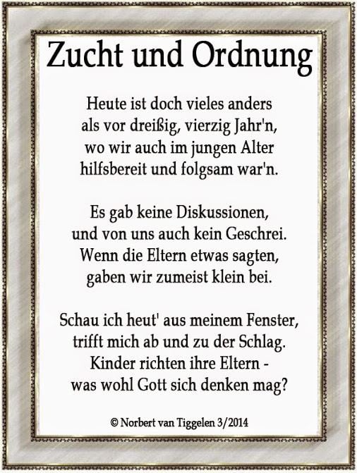 Zucht und Ordnung Zucht und Ordnungquot wenn mir meine Eltern oder Groeltern immer
